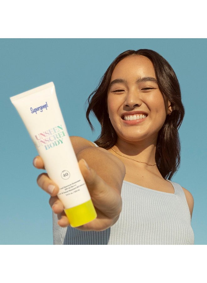 Unseen Sunscreen Body Spf 40 - Invisible Sun Protection - 3.4 Fl Oz - Weightless & Scentless - Water & Sweat Resistant - For All Skin Types