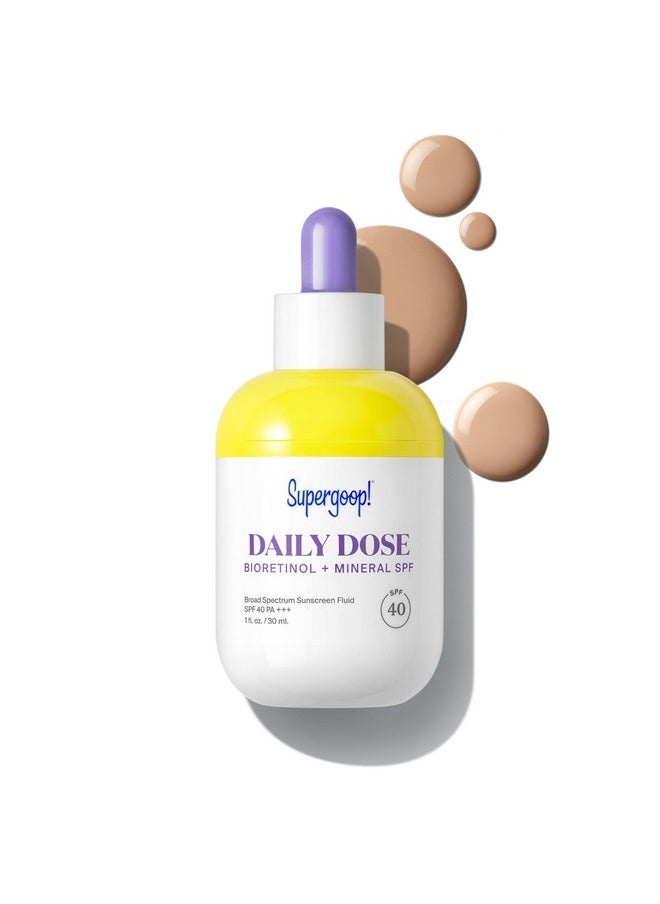 Daily Dose Bioretinol + Mineral Spf 40 With Bakuchiol, 1 Fl Oz - Plant-Based Retinol Alternative With Mineral Spf, Bakuchiol & Peptides - Helps Repair & Protect Skin - For All Skin Types