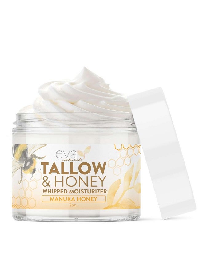 Small Batch, Whipped Beef Tallow Face Moisturizer - 100% Grass Fed & Finished With Manuka Honey, Beef Tallow For Face, Beef Tallow Moisturizer, Beef Tallow Face Cream - 2Oz