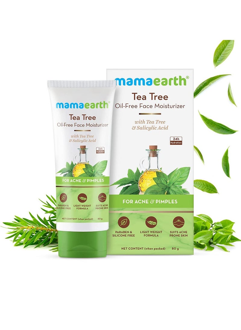 Mamaearth Tea Tree Oil-Free Moisturizer For Face For Oily Skin With Tea Tree & Salicylic Acid For Acne & Pimples 80g