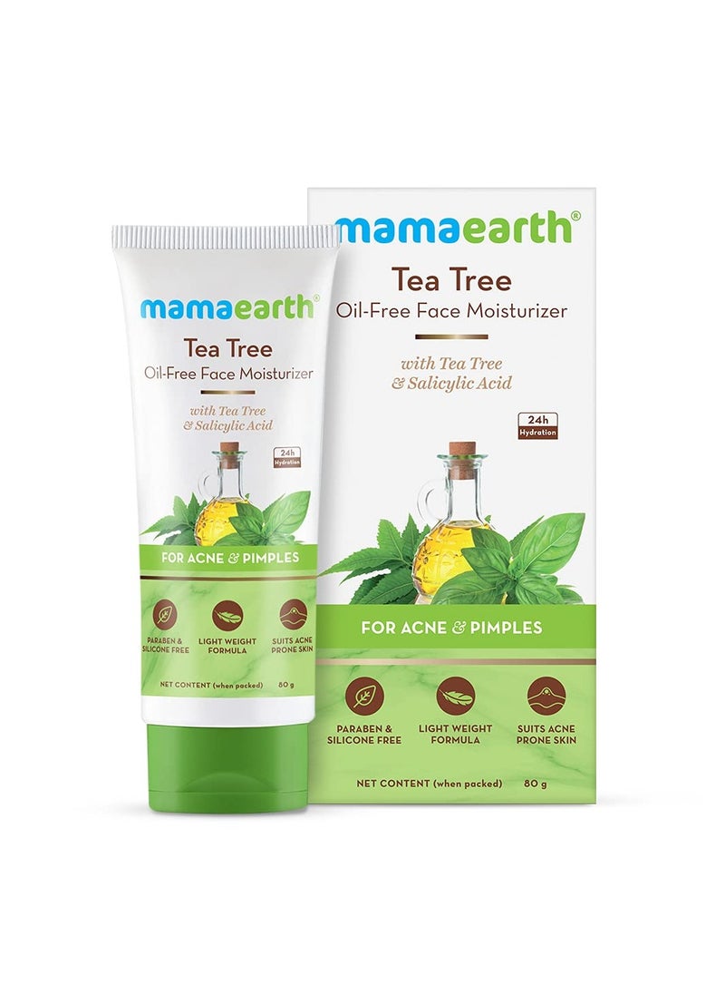 Mamaearth Tea Tree Oil-Free Moisturizer For Face For Oily Skin With Tea Tree & Salicylic Acid For Acne & Pimples 80g