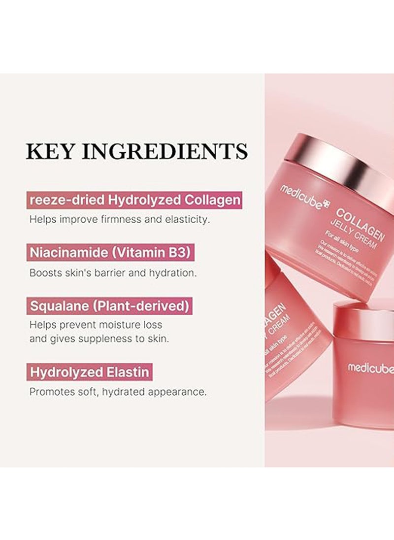 Medicube Collagen Jelly Cream- Niacinamide & Freeze-Dried Hydrolyzed Collagen - Boosts skin's barrier hydration and gives 24h Glow & Lifted Look - No artificial color, Korean skincare (3.71 fl.oz.)