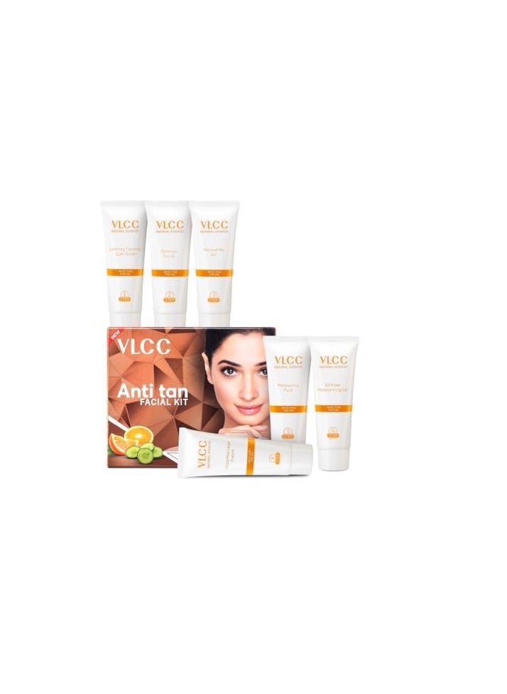 VLCC Anti Tan Facial Kit - 60 g | Power of 25 Vital Ingredients | Fights Sun Tan, Dark Spots, and Sun Spots | Even Nourishes and Protects Skin from UV Rays.