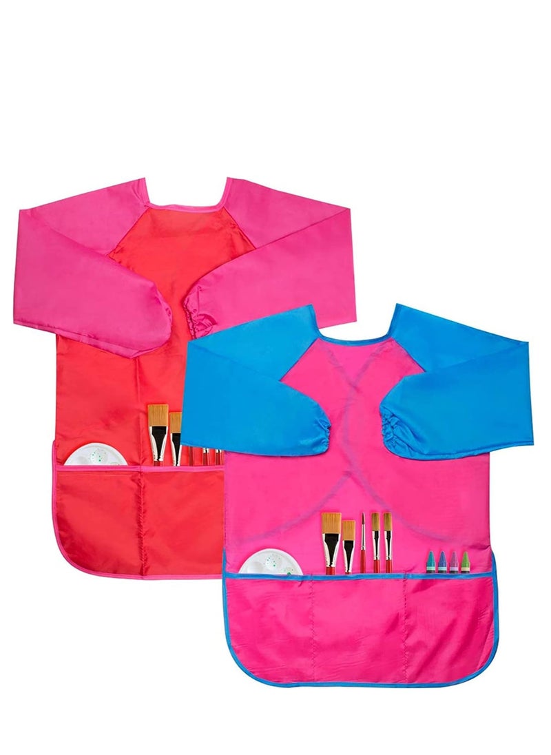 Kids' Long Sleeve Waterproof Art Smock with 3 Pockets, Ages 3-8