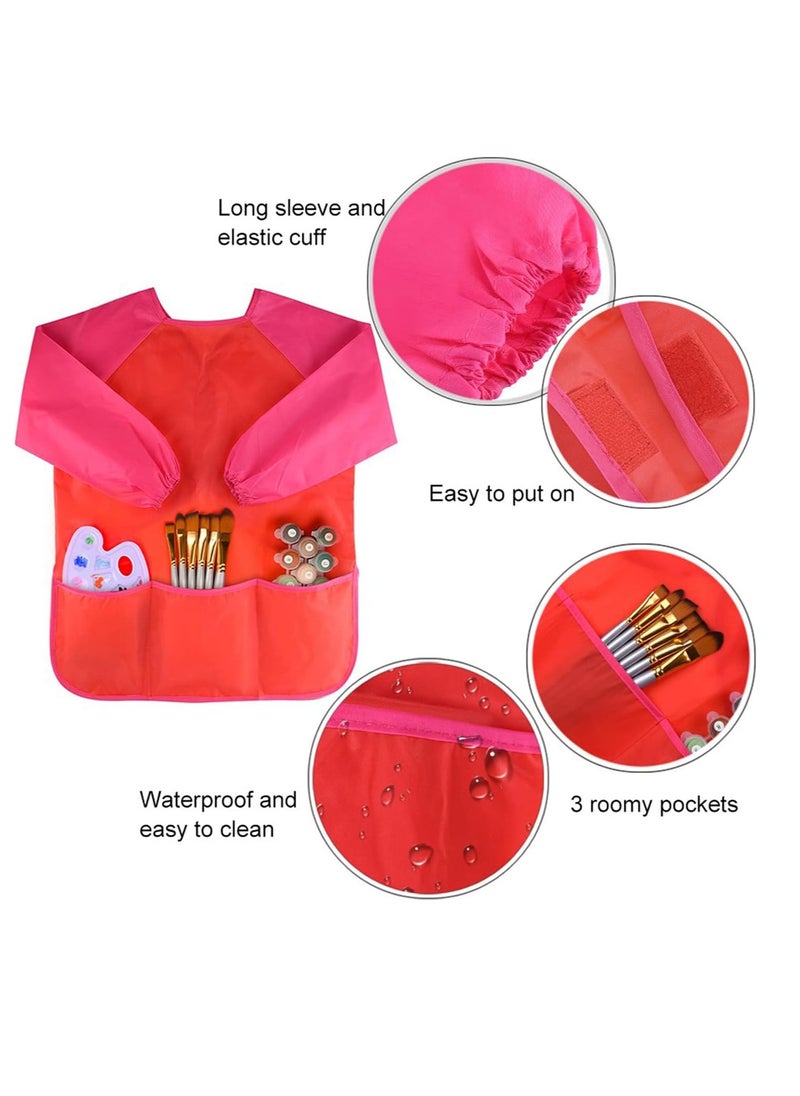 Kids' Long Sleeve Waterproof Art Smock with 3 Pockets, Ages 3-8