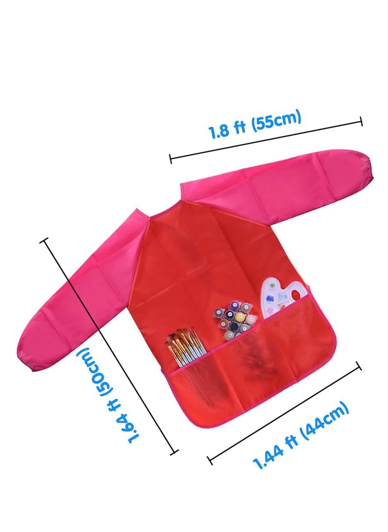 Kids' Long Sleeve Waterproof Art Smock with 3 Pockets, Ages 3-8