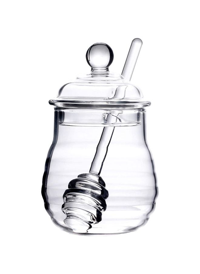 Honey Jar With Dipper And Lid Clear 250ml