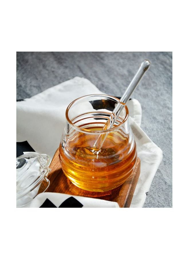 Honey Jar With Dipper And Lid Clear 250ml