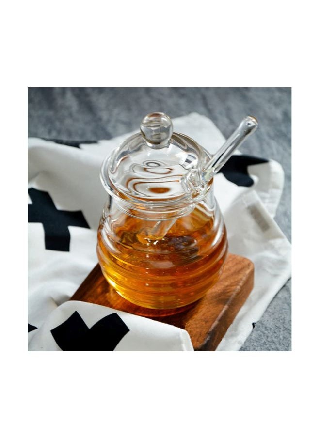 Honey Jar With Dipper And Lid Clear 250ml