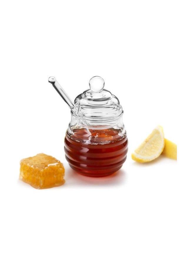 Honey Jar With Dipper And Lid Clear 250ml