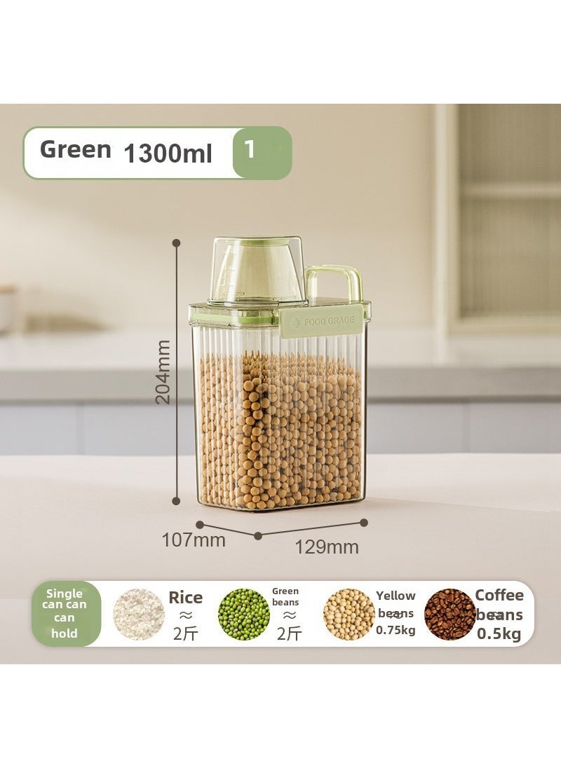 Airtight Grain Storage Container for Kitchen 1300ml-Green