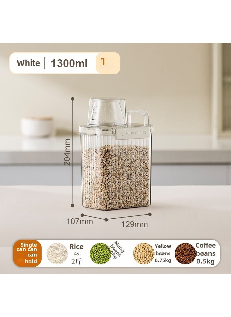 Airtight Grain Storage Container for Kitchen 1300ml-White