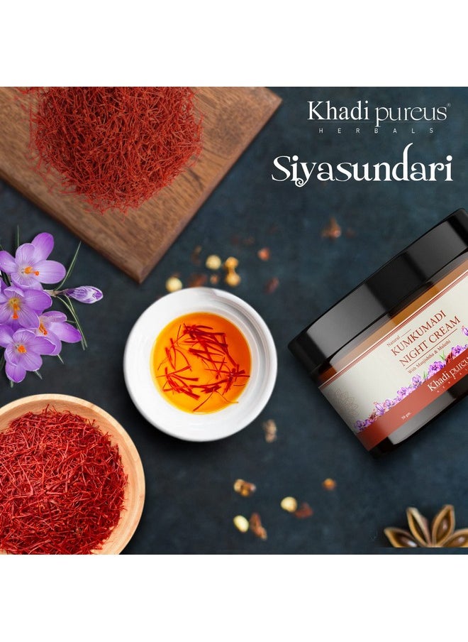 Khadi Herbals Siyasundari Kumkumadi Night Cream For Glowing Skin, Rejuvenating, Radiance, Reduce Pigmentation, Dark Circle, Spots & Blackheads|Anti Aging Fairness Face Cream(50 Gm)