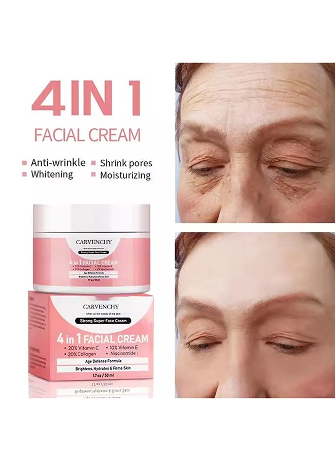 4 in 1 Facial Cream 50ml,High Moisturizing Strong Super Face Cream, Age Defense Formula Brightens, Hydrales & Firms Skin