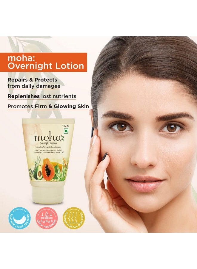 Overnight Lotion With Aloe Vera, Papaya, Avocado Night Body Lotion For Glowing Skin Unisex Suitable For All Skin Type - 100Ml (Pack Of 1)