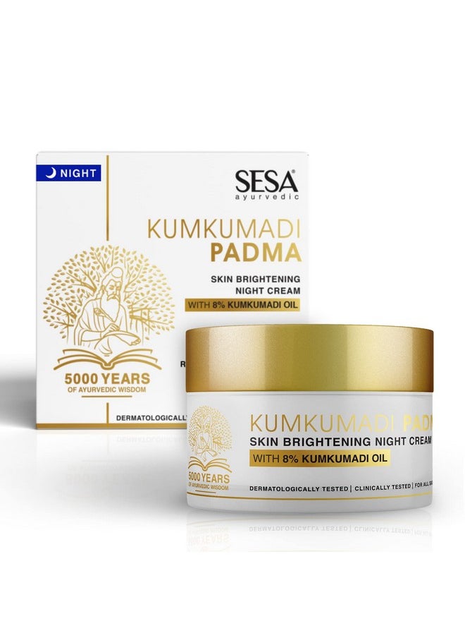 8% Kumkumadi Padma Night Cream 50G I Skin Brightening, Helps Reduce Fine Lines & Wrinkles I Promotes Skin Rejuvenation & Skin Repair I Anti -Ageing, Even Skin Tone