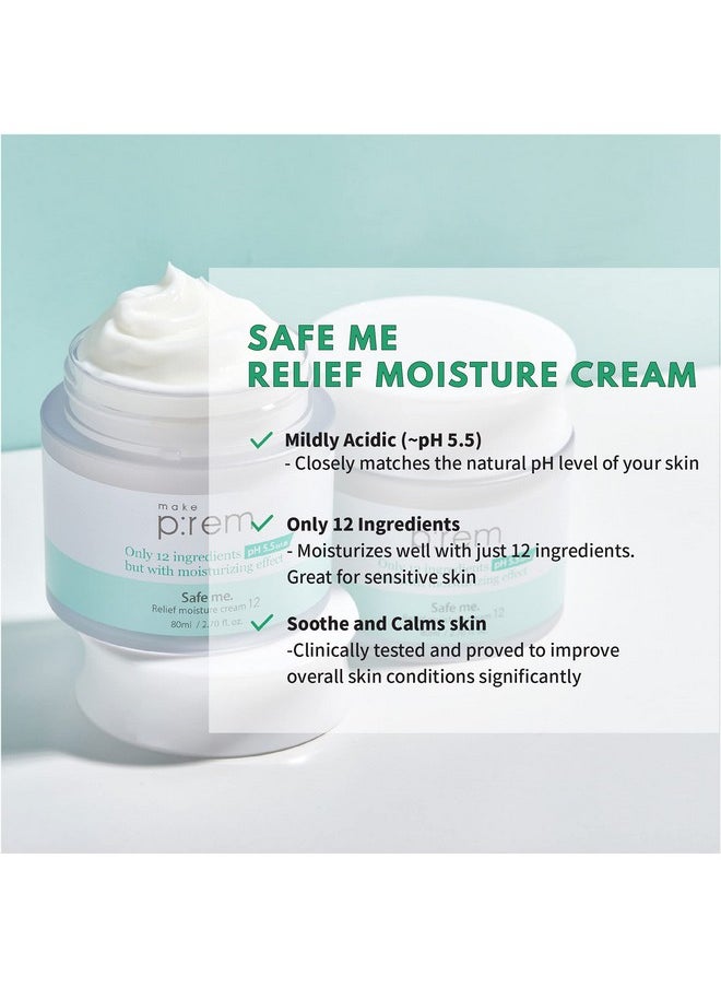 Makeprem Safe Me. Relief Moisture Moisturizer Cream For Dry Sensitive Skin 2 Pack - Night Cream Hydrating Nourishing - Reduce Redness Acne S - Hypoallergenic Natural Vegan - Ewg Verified