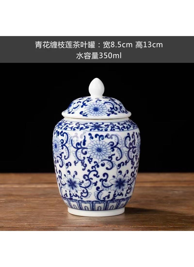 Chinese Ceramic Seal Storage Canister Blue and white tangerine tea pot