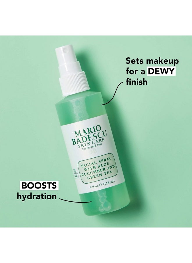 Facial Spray With Aloe, Cucumber And Green Tea For All Skin Types | Face Mist That Hydrates & Invigorates | 4 Fl Oz