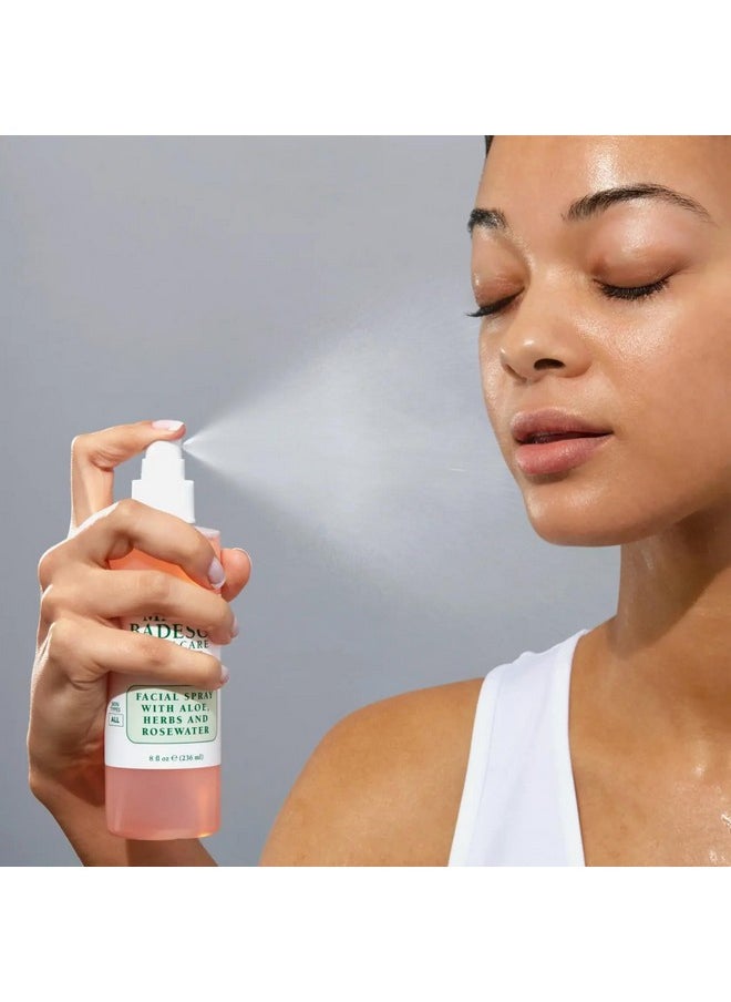 Facial Spray With Aloe, Herbs And Rose Water For All Skin Types, Face Mist That Hydrates, Rejuvenates & Clarifies, 8 Fl Oz