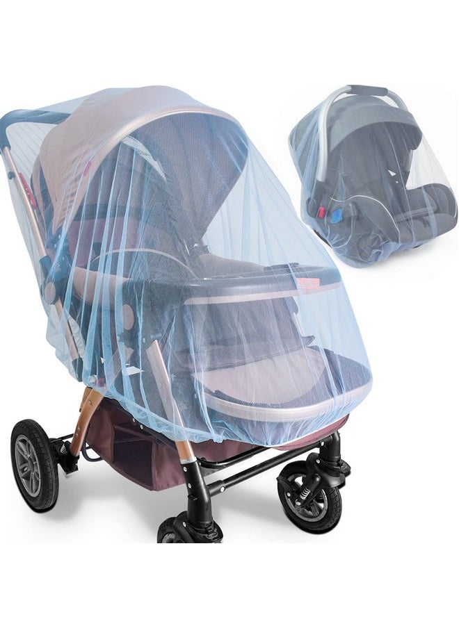 Mosquito Net For Stroller (2 Pack) - Durable Baby Stroller Mosquito Net - Perfect Bug Net For Strollers, Bassinets, Cradles, Playards, Pack N Plays And Portable Mini Crib (Blue) …