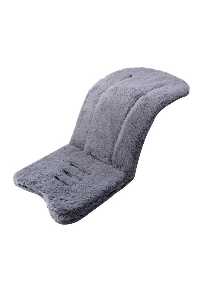 Baby Stroller Cushion Winter Warm Stroller Seat Liners 78 X 35Cm Breathable Universal Newborn Carriage Cushion Faux Sheepskin Soothing Silky Soft Baby Seat Pad Liner For Stroller (Grey)