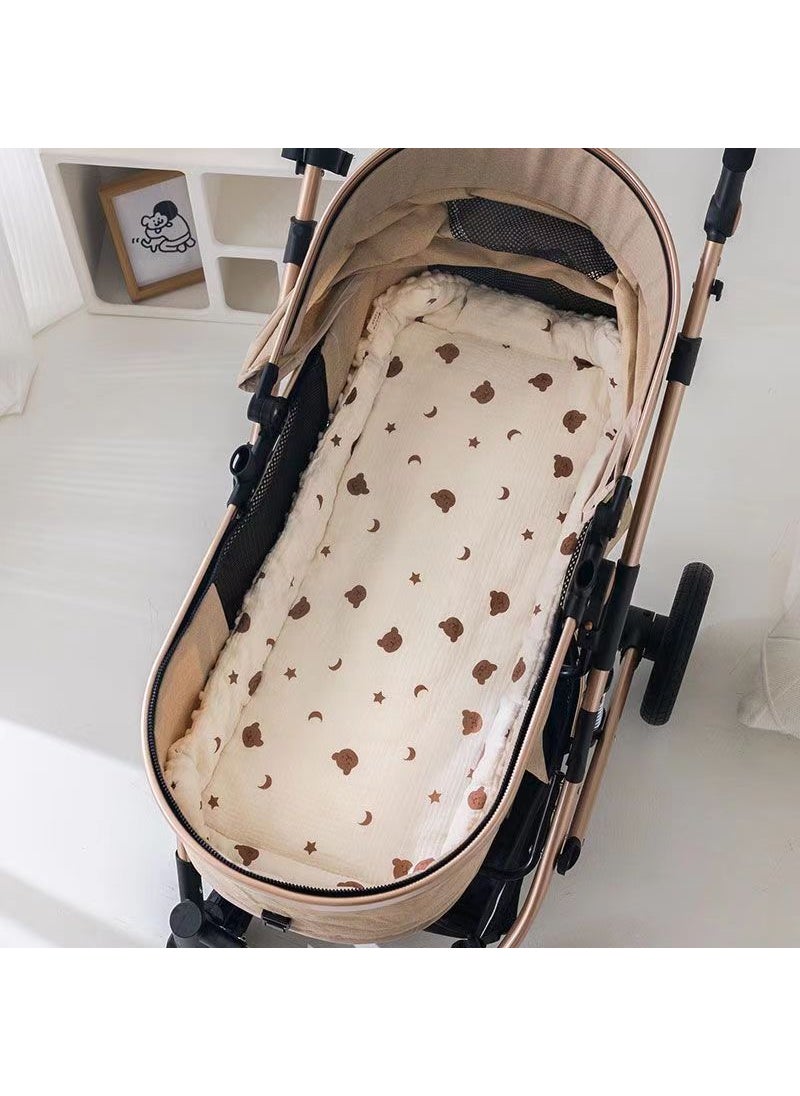 Baby Stroller Pad Soft Comfy Thick Plush Cotton Mat Star and moon bear