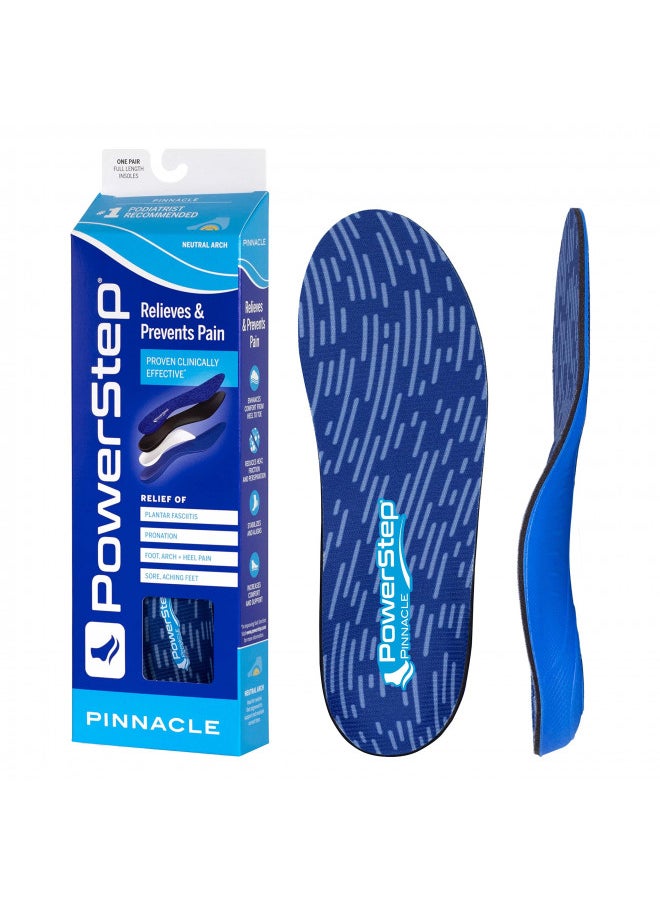 Powerstep Pinnacle Insoles - Shoe Inserts for Arch Support, Plantar Fasciitis, Pronation, Heel & Feet Pain Relief - Podiatrist-Recommended Orthotic Insoles for Women & Men (M 4-4.5, W 6-6.5)