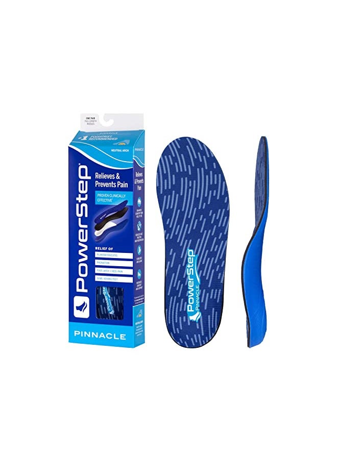 Powerstep Pinnacle Insoles - Shoe Inserts for Arch Support, Plantar Fasciitis, Pronation, Heel & Feet Pain Relief - Podiatrist-Recommended Orthotic Insoles for Women & Men (M 4-4.5, W 6-6.5)