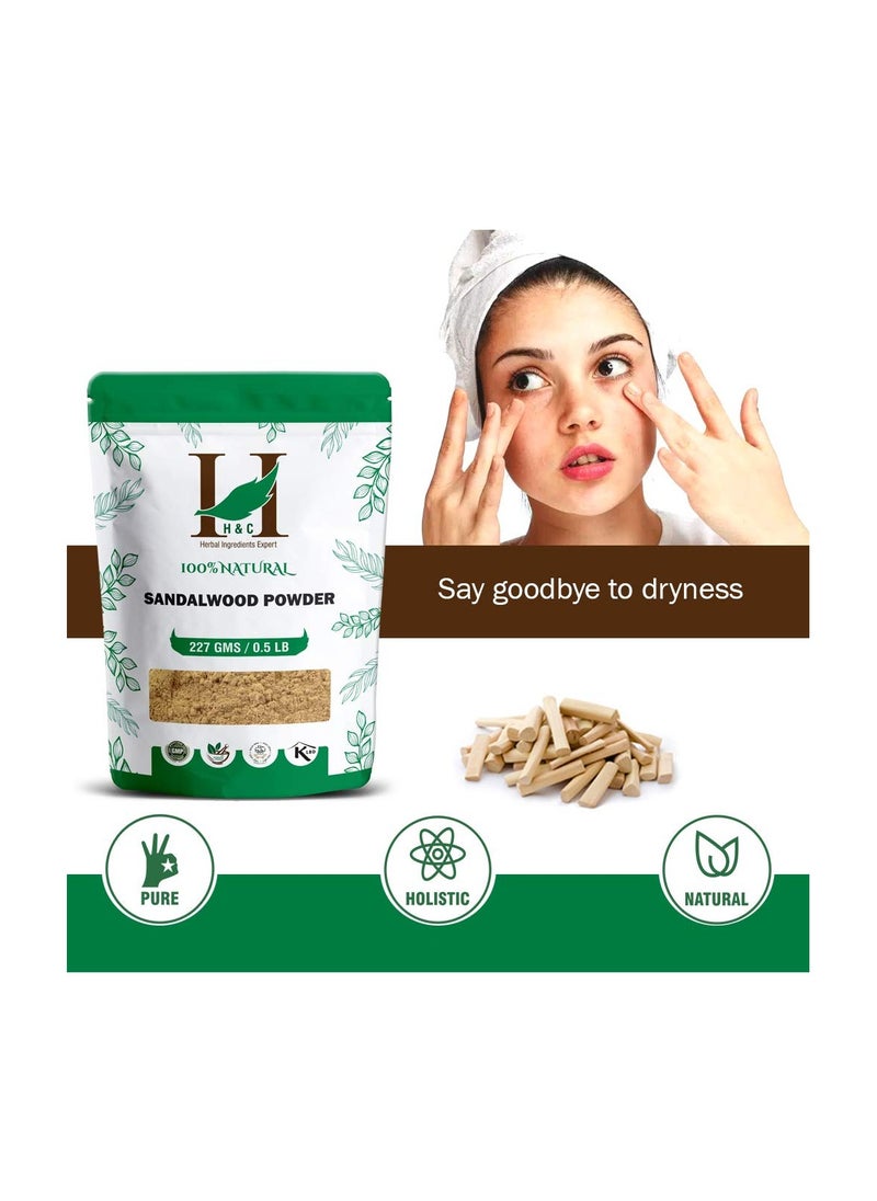 H&C Herbal Ingredients Expert Natural Sandalwood/Chandan Powder Pack - 227g For Face Pack