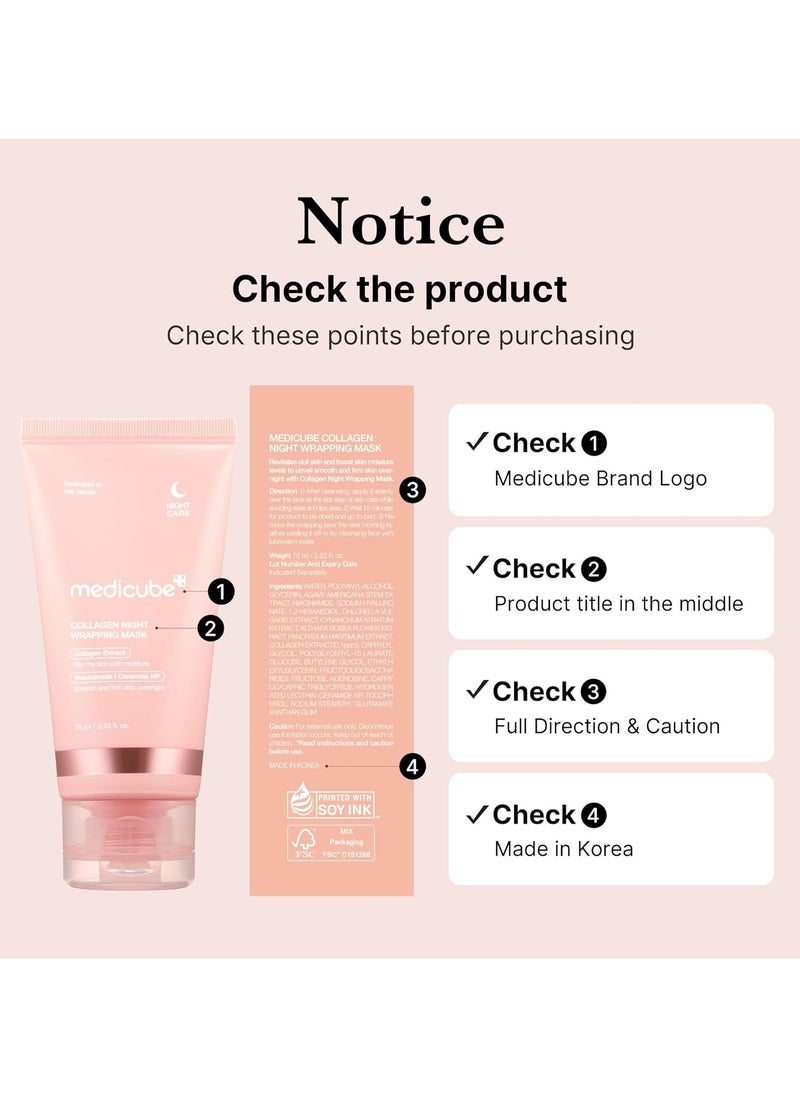 Collagen Night Wrapping Cream Overnight Sleeping Mask to protect skin elasticity with Collagen Skin elasticity visible improved Korean skincare (2.53 fl.oz.)