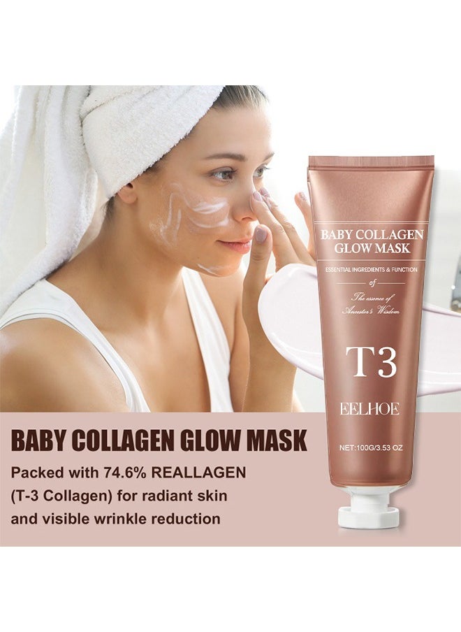 Baby Collagen Glow Mask, T3 Collagen Pestlo Mask, Pestlo Baby Collagen Glow Mask, Pestlo T3 Collagen Mask, T3 Collagen Peel Off Mask, Korean Skin Care Facial Mask, Anti Wrinkle Firming Face Masks (2PCS)