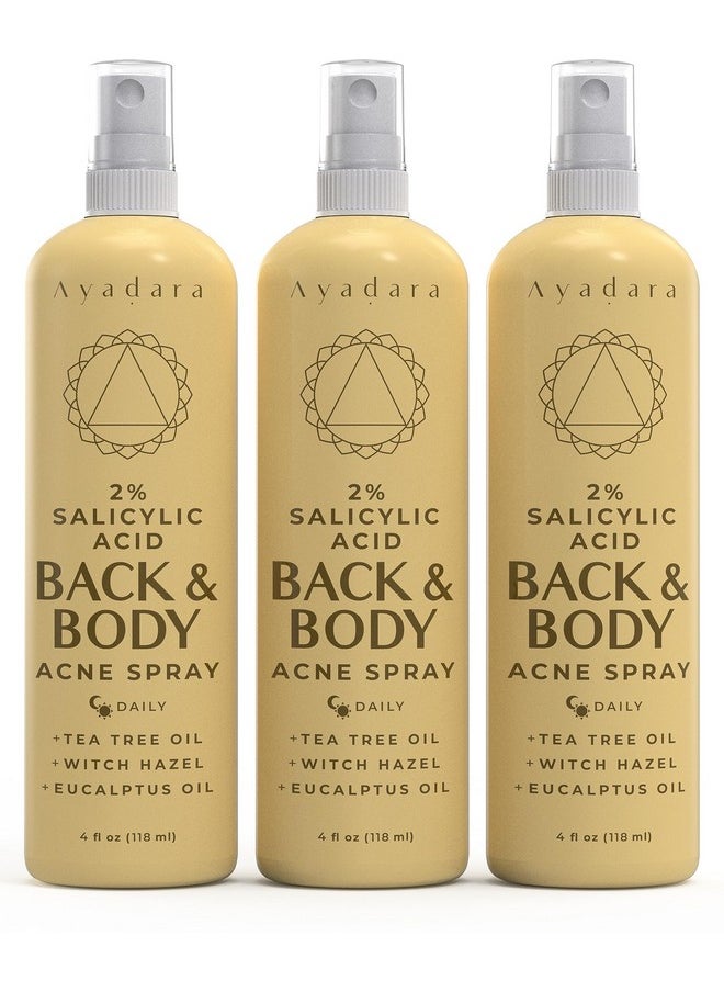 Acne Treatment Body Spray With 2% Salicylic Acid, Tea Tree Scent, For All Hair Types, Soothing And Moisturizing, 3-Pack