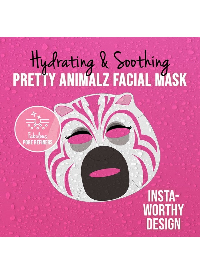 Pretty Animalz Facial Sheet Mask, Fun And Unique Sheet Masks With Animal Character Prints, Hydrating And Soothing Korean Facial Mask, Nourishing & Exfoliating Skin Care, Pack Of 6