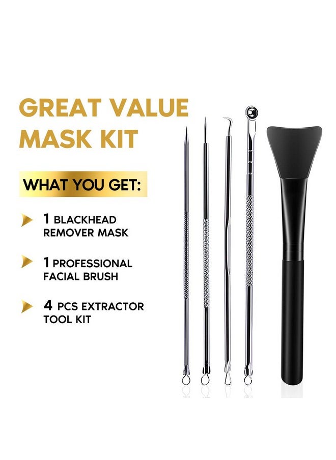 Blackhead Remover Mask Kit, Charcoal Peel Off Facial Mask With Brush And Pimple Extractors, Deep Cleansing For Face Nose Blackhead Pores Acne, For All Skin Types (3.5 Fl.Oz)