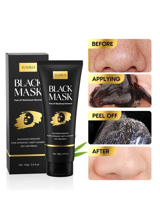 Blackhead Remover Mask Kit, Charcoal Peel Off Facial Mask With Brush And Pimple Extractors, Deep Cleansing For Face Nose Blackhead Pores Acne, For All Skin Types (3.5 Fl.Oz)