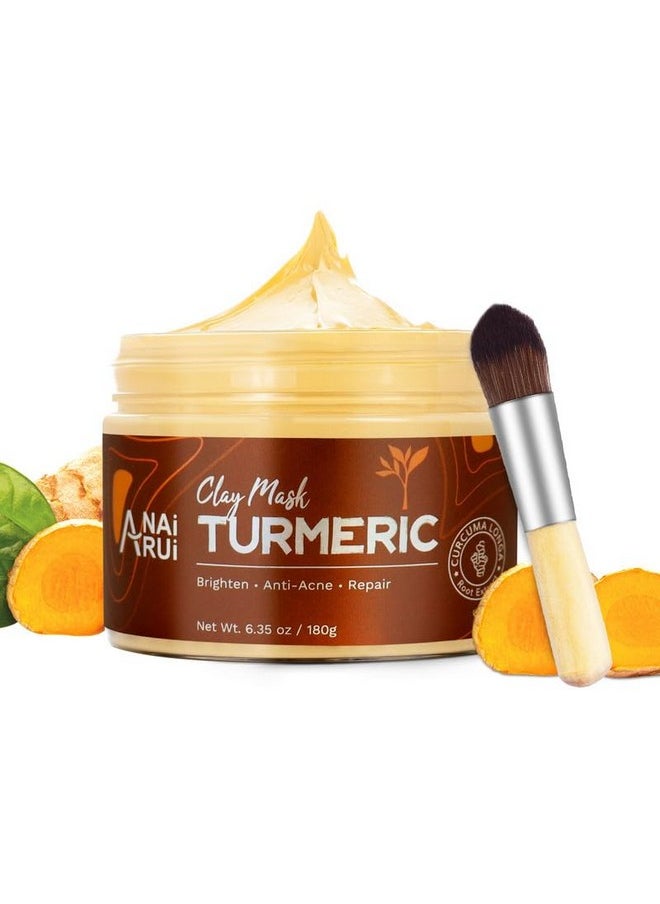 Turmeric Clay Mask, Vitamin C Facial Mask With Turmeric & Kaolin Clay, Cleasning Mask For Acne, Pores, Radiant & Smooth Skin, 6.35 Oz