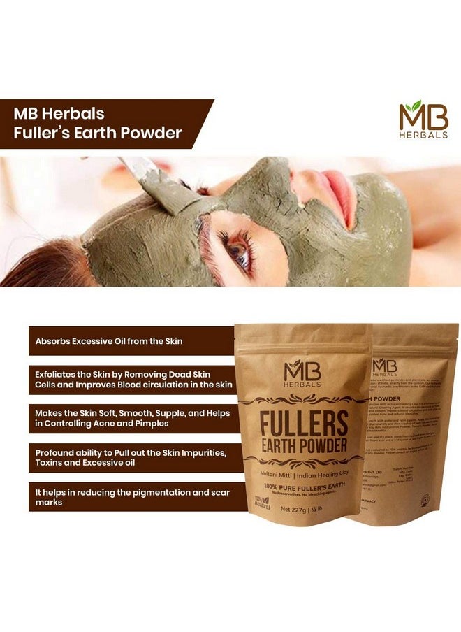 Fullers Earth Powder 8 Oz | 0.5 Lb | Fuller'S Earth Powder | Multani Mud Mitti | Indian Healing Clay | Bentonite Clay | 100% Pure No Added Fragrance | Natural Face Pack