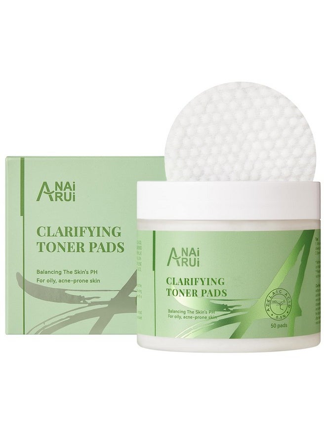 Clarifying Toner Pads For Face, With Lactic Acid, Salicylic Acid, Azelaic Acid, Facial Radiance Pads, Face Exfoliating Pad For Acne & Blemishes Clear, Balance Skin'S Ph, 50 Pads