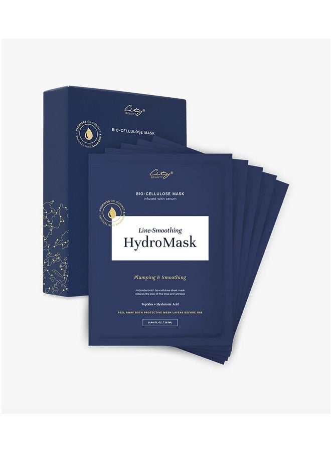 Line-Smoothing Hydromask - Serum-Infused Biocellulose Sheet Masks - Moisture-Rich Formula Visibly Plumps Skin & Smooths Wrinkles - Anti-Aging Cruelty-Free Skin Care - 5-Pack