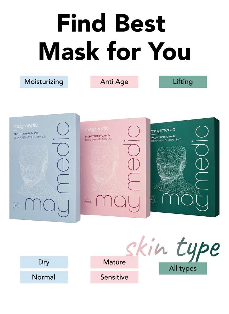 Korean Face Sheet Mask with Collagen (10 pcs) – Lifting Effect Skincare for Women & Men, Suitable for All Skin Types