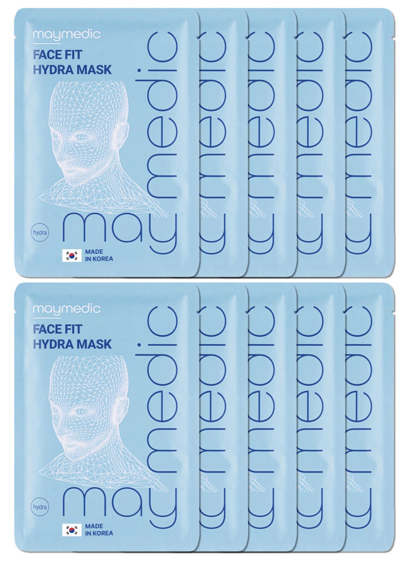 Korean Face Sheet Mask with Hyaluronic Acid (10 pcs) – Hydrating & Moisturizing Skincare for Sensitive Skin, Suitable for All Skin Types