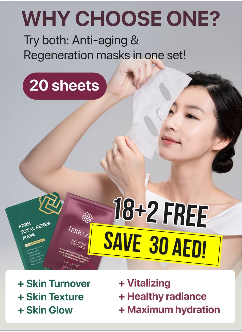 Korean Face Sheet Mask Bundle – Anti-Aging PDRN Masks with Ectoin, Plant Stem Cells & Sea Daffodil for Revitalized, Firm Skin