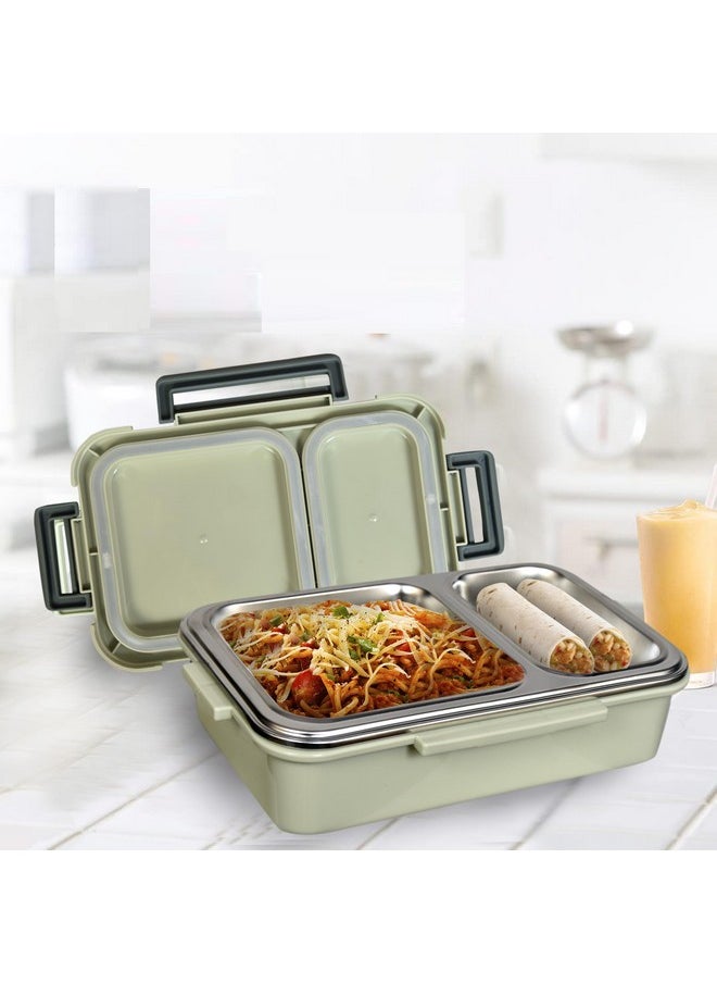 2 Compartment Lunch Box, 700Ml | 2 Units Insulated Lunch Boxes |Stainless Steel Lunch Box For Kids | Leak-Proof Snacks Tiffin Box For School (Light Green)