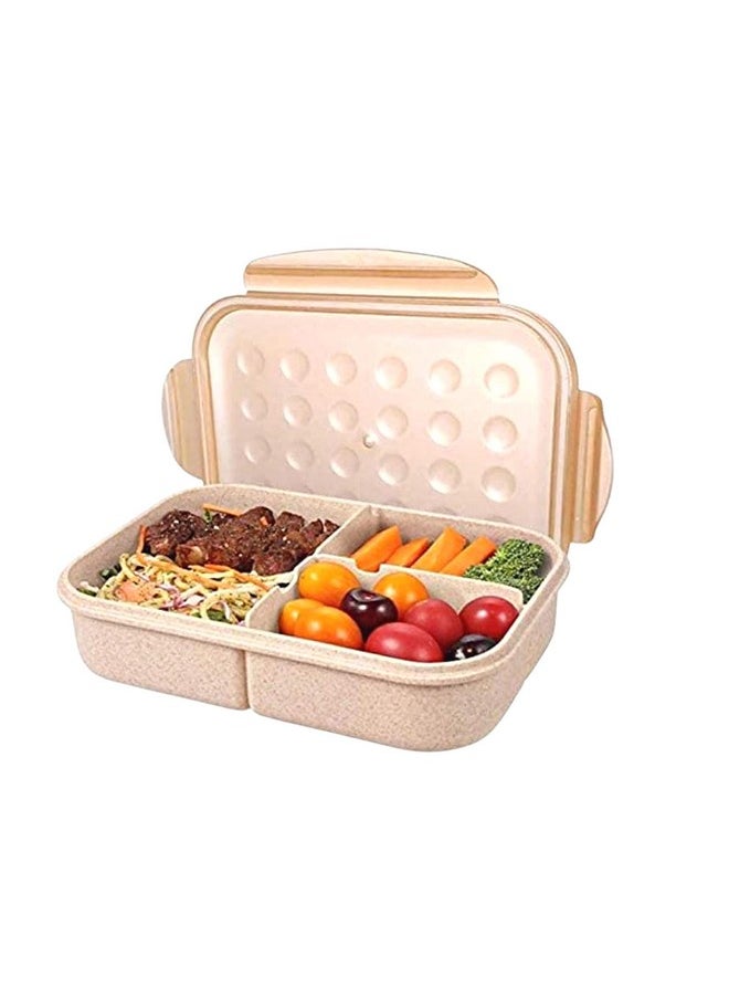 Wheat Straw Fiber Lunch Box For Kids - Leak Proof Lunch Boxes For Office Men & Women, Lunch Box With 3 Compartment With Spoon Microwave Safe, Food-Safe Materials (Pack Of 1, 1150 Ml)