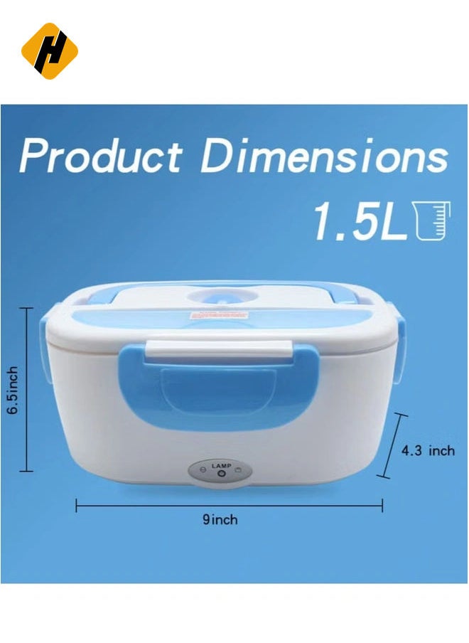 Electric Lunch Box 2 in 1, Portable Food Warmer Heating,Food-Grade Container, 12V 110V 40W Adapter, Car Truck Home Work Use, Spoon and 2 Compartments Included