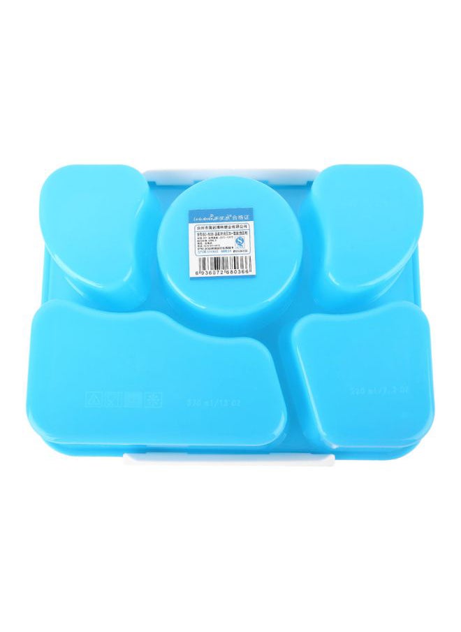 5-Slot Plastic Lunch Box Blue 22.5x16.5x6centimeter