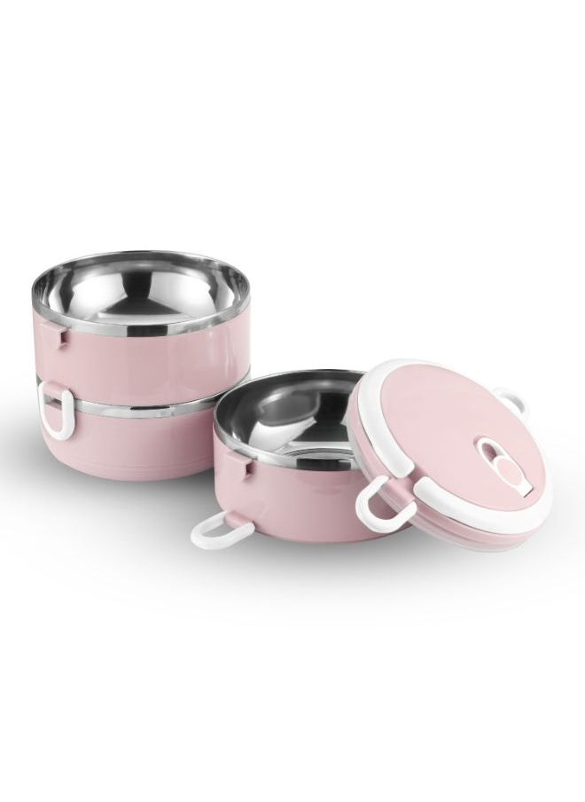 3-Layer Insulated Bento Lunch Box Pink