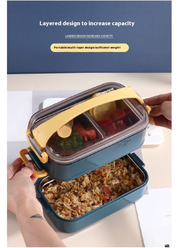 304 stainless steel insulated lunch box, portable lunch box outdoor double-decker Bento Box