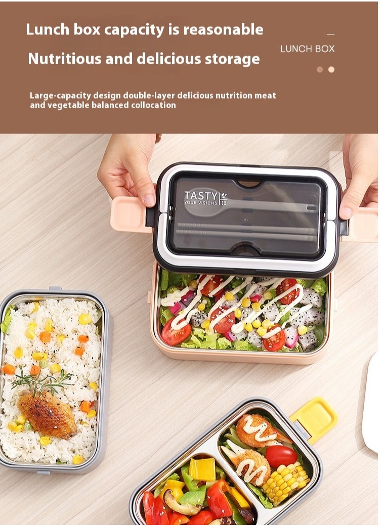 304 stainless steel lunch box students, office workers with cutlery bento box, portable water heating sub-box lunch